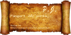 Pangert Jávorka névjegykártya